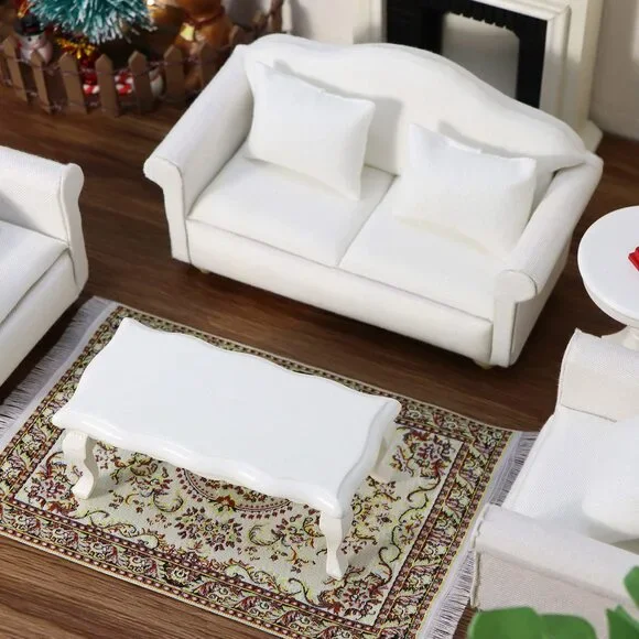 Dollhouse Couch Miniature Furniture Sofa With Pillows For Living Room Desktop D